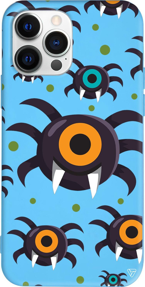 iPhone 15 Pro Uyumlu Mavi Renkli Silikon Monster Eye Telefon Kılıfı