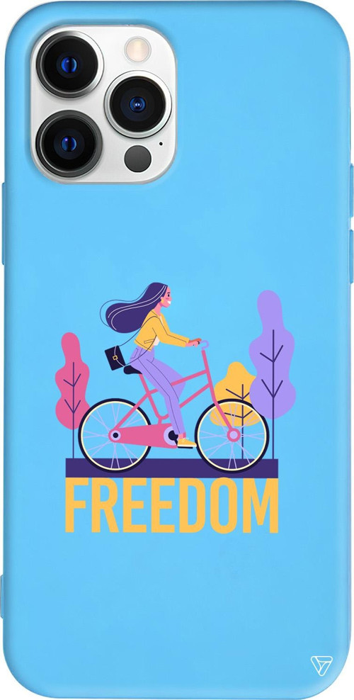 iPhone 15 Pro Uyumlu Mavi Renkli Silikon Freedom Telefon Kılıfı