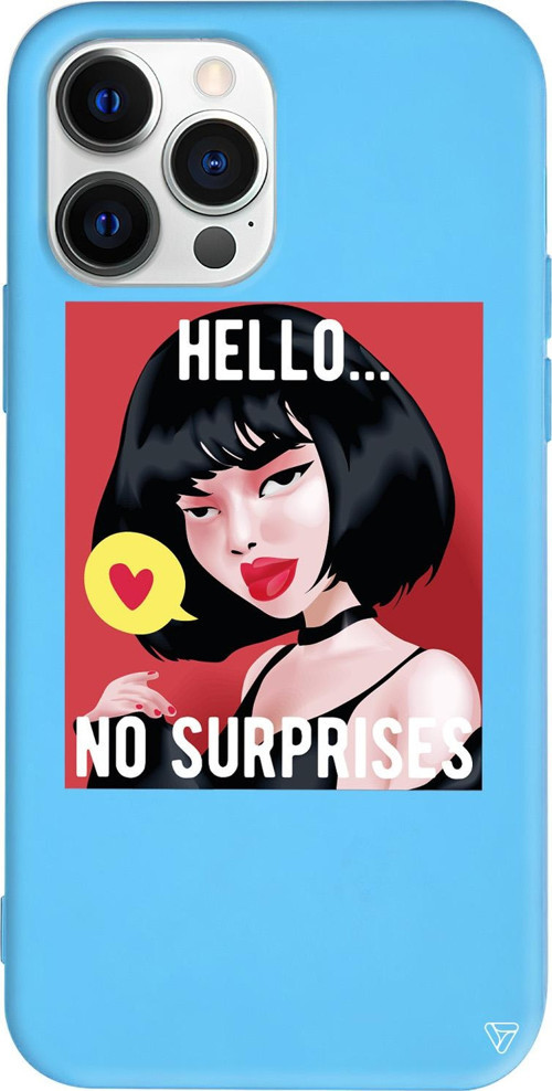 iPhone 15 Pro Uyumlu Mavi Renkli Silikon Hello... Telefon Kılıfı