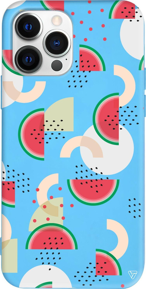 iPhone 15 Pro Uyumlu Mavi Renkli Silikon Karpuz Pattern Telefon Kılıfı