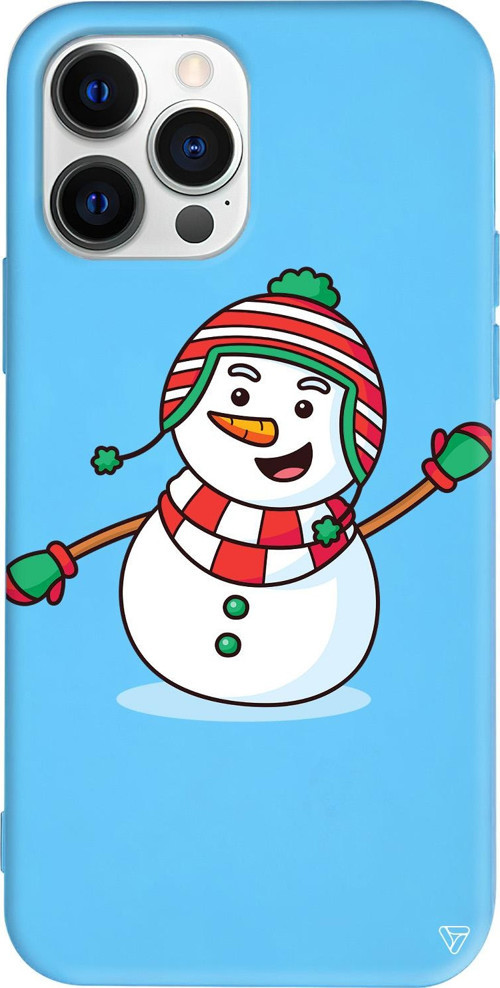 iPhone 15 Pro Uyumlu Mavi Renkli Silikon Snowman 2 Telefon Kılıfı