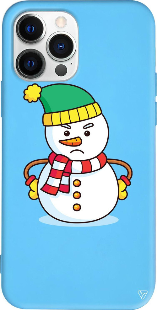 iPhone 15 Pro Uyumlu Mavi Renkli Silikon Snowman 3 Telefon Kılıfı