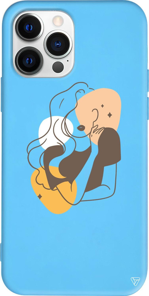iPhone 15 Pro Uyumlu Mavi Renkli Silikon Sophia Telefon Kılıfı