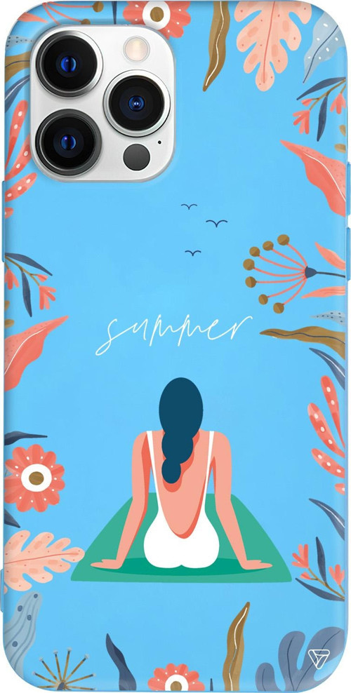 iPhone 15 Pro Uyumlu Mavi Renkli Silikon Summer Vacation Telefon Kılıfı