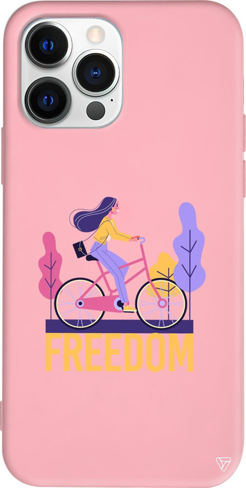 iPhone 15 Pro Uyumlu Pembe Renkli Silikon Freedom Telefon Kılıfı