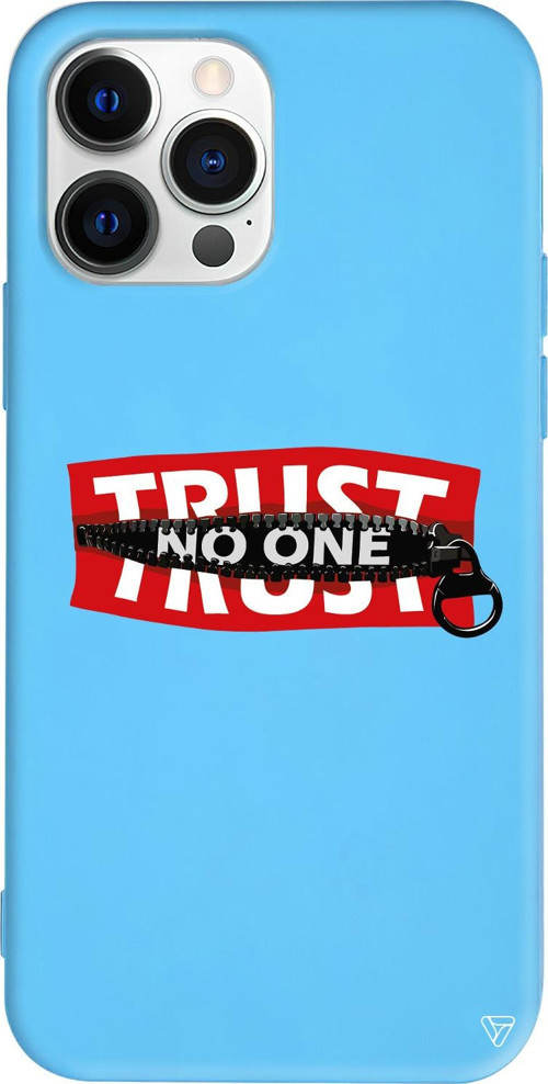 iPhone 15 Pro Uyumlu Mavi Renkli Silikon Trust No One Telefon Kılıfı