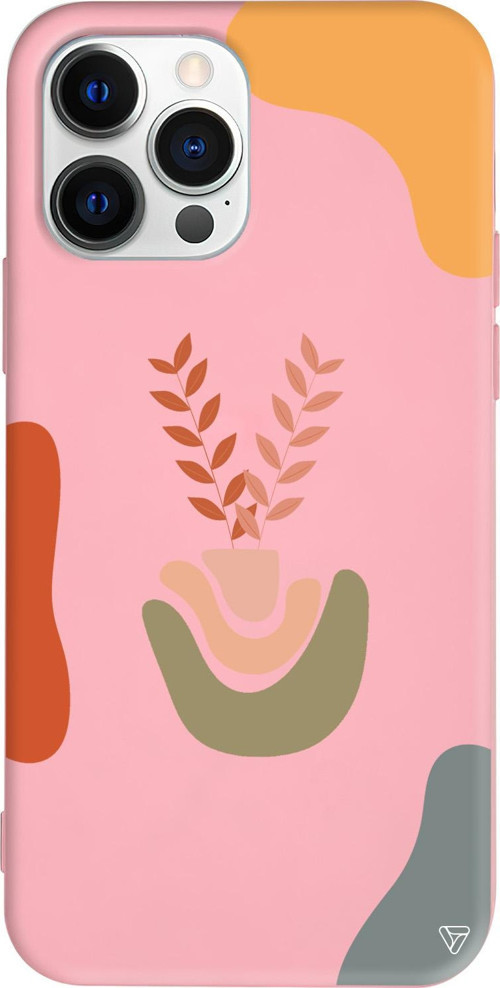iPhone 15 Pro Uyumlu Pembe Renkli Silikon Basic Shape Abstract Koleksiyonu Telefon Kılıfı