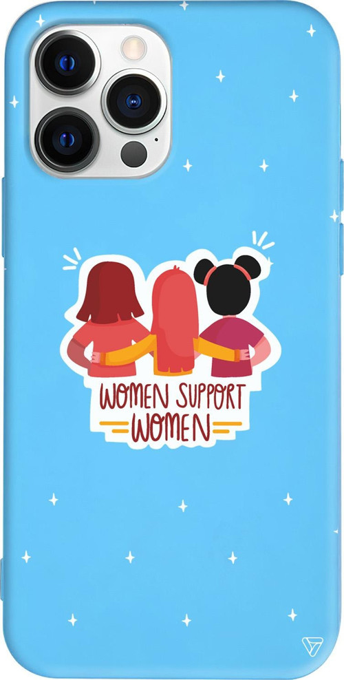 iPhone 15 Pro Uyumlu Mavi Renkli Silikon Woman Support Telefon Kılıfı