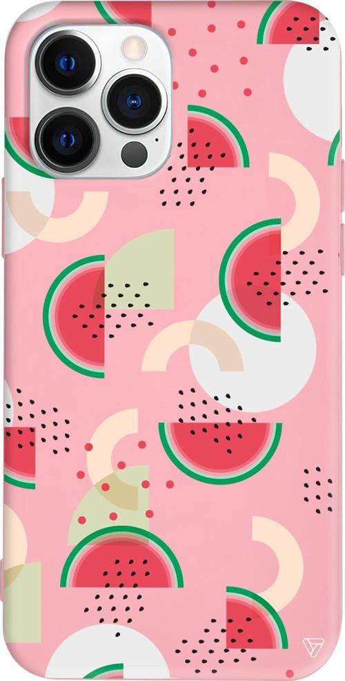 iPhone 15 Pro Uyumlu Pembe Renkli Silikon Karpuz Pattern Telefon Kılıfı