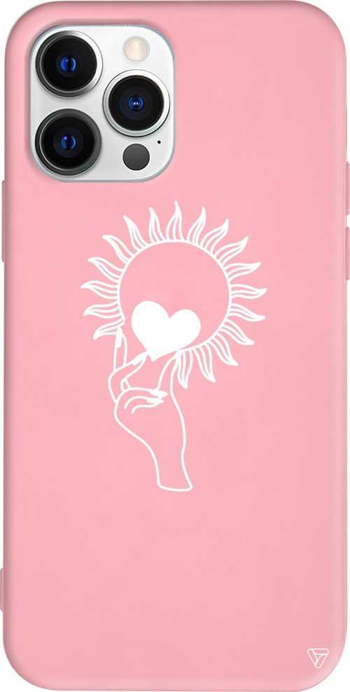 iPhone 15 Pro Uyumlu Pembe Renkli Silikon Keep Heart Telefon Kılıfı