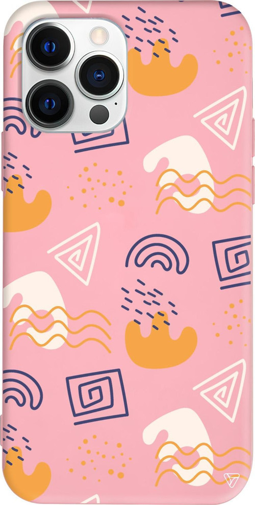 iPhone 15 Pro Uyumlu Pembe Renkli Silikon Abstract 5 Abstract Koleksiyonu Telefon Kılıfı