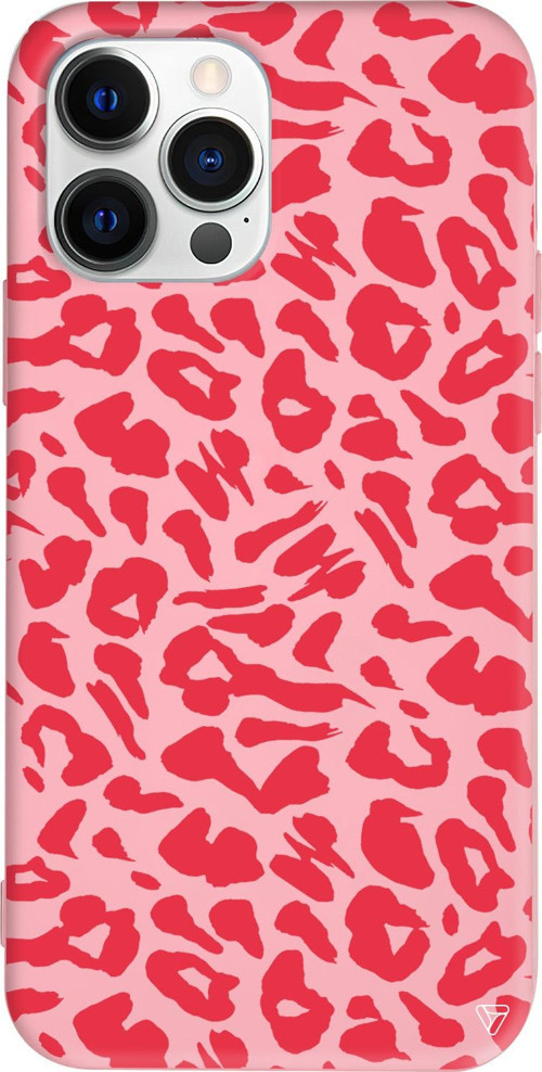 iPhone 15 Pro Uyumlu Pembe Renkli Silikon Leopar Rose Telefon Kılıfı