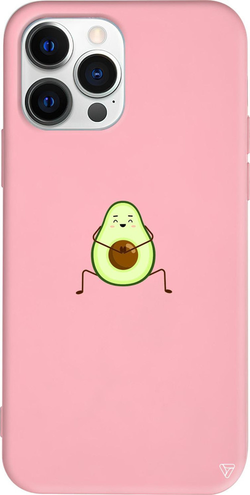 iPhone 15 Pro Uyumlu Pembe Renkli Silikon Cute Avokado Telefon Kılıfı