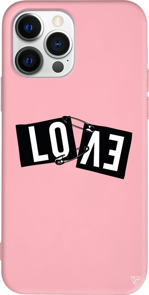 iPhone 15 Pro Uyumlu Pembe Renkli Silikon Love Telefon Kılıfı
