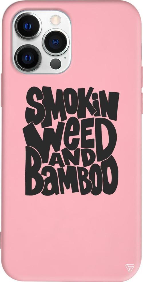 iPhone 15 Pro Uyumlu Pembe Renkli Silikon Smokin Weed  Telefon Kılıfı