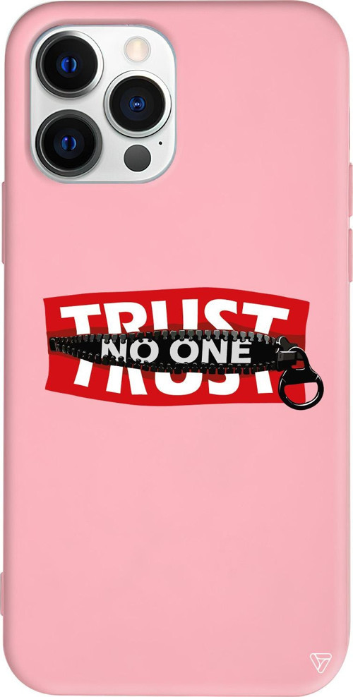 iPhone 15 Pro Uyumlu Pembe Renkli Silikon Trust No One Telefon Kılıfı