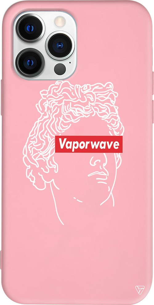 iPhone 15 Pro Uyumlu Pembe Renkli Silikon Vaporwave Telefon Kılıfı