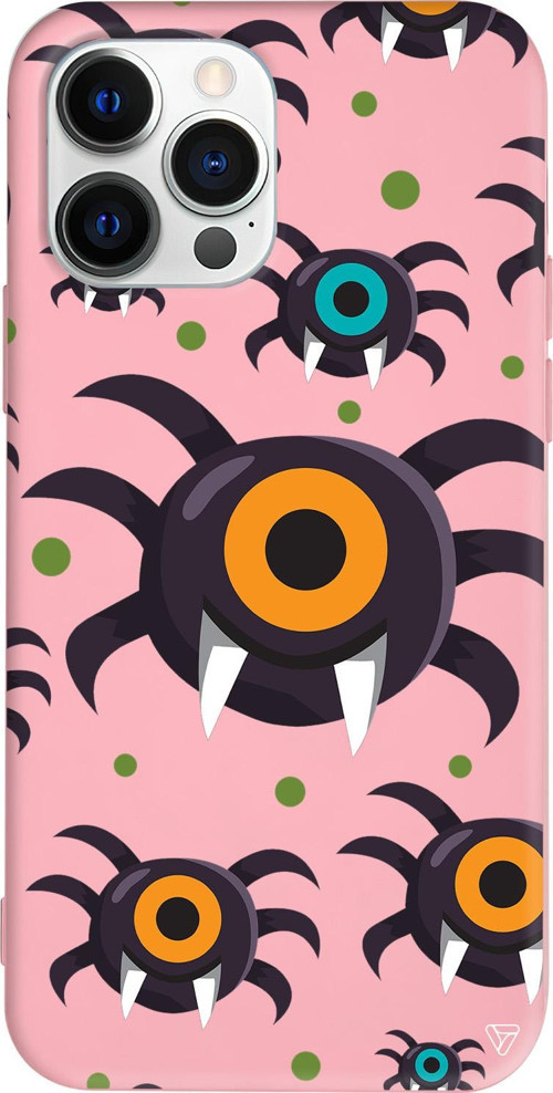 iPhone 15 Pro Uyumlu Pembe Renkli Silikon Monster Eye Telefon Kılıfı