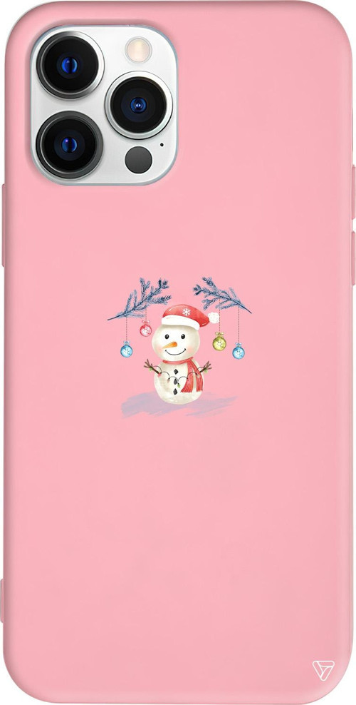 iPhone 15 Pro Uyumlu Pembe Renkli Silikon Sugar Snowman Telefon Kılıfı