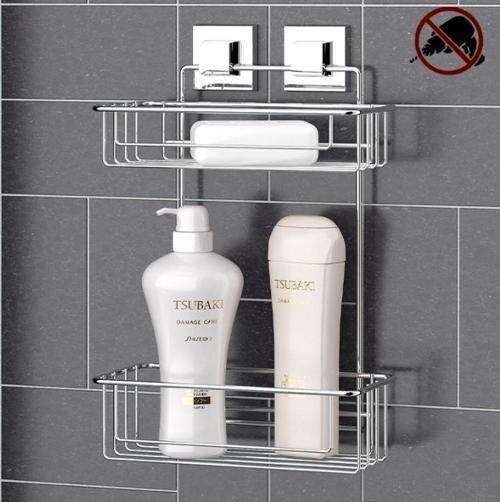 Yapışkanlı İki Katlı Krom Banyo Rafı EF256
