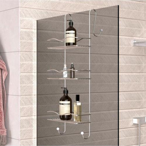3 Katlı Asmalı Banyo Duşakabin Duş Rafı Krom Büyük Boy-BK-063