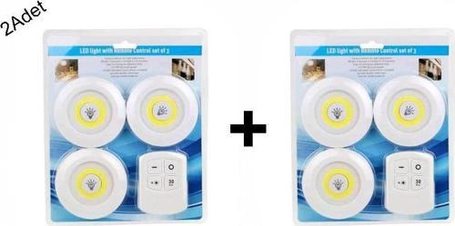 Uzaktan Kumandalı Pilli üçlü Spot Led Lamba Güçlü Beyaz Işık-2Adet