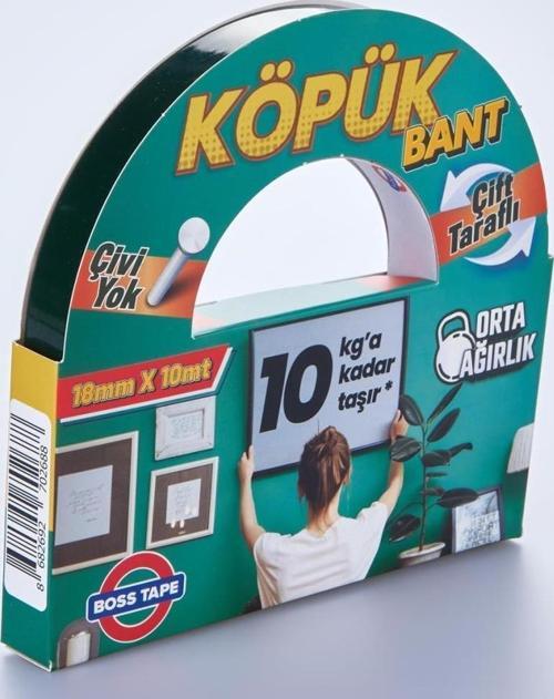 Boss Köpük Bant Montaj Aksesuar Yapıştırma Bandı 18mmx10Mt-10KG Taşır