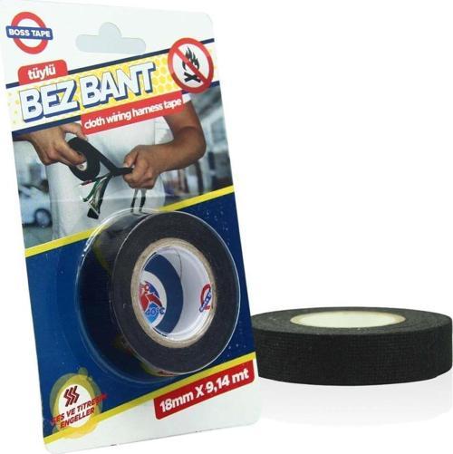 Boss Çokamaçlı  Siyah Tüylü Bez Bant İzalasyon Bandı 18mmx9mt