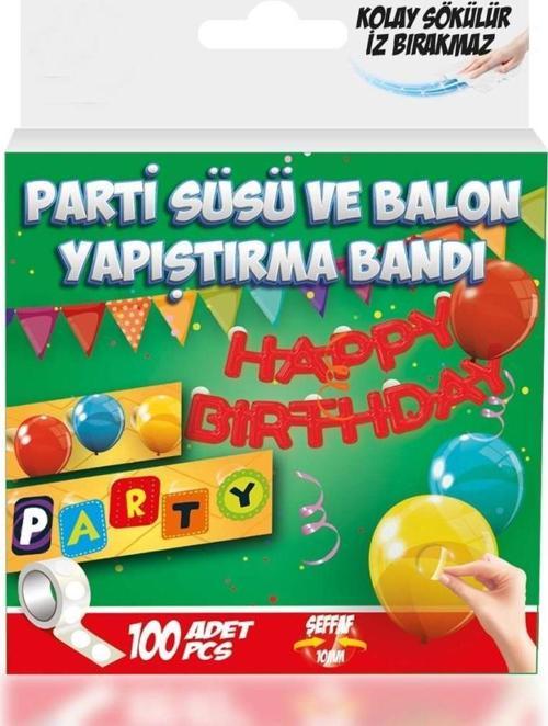 Parti Süsü ve Balon Yapıştırma Bandı Kolay Sökülür İz Bırakmaz Şeffaf 100AD