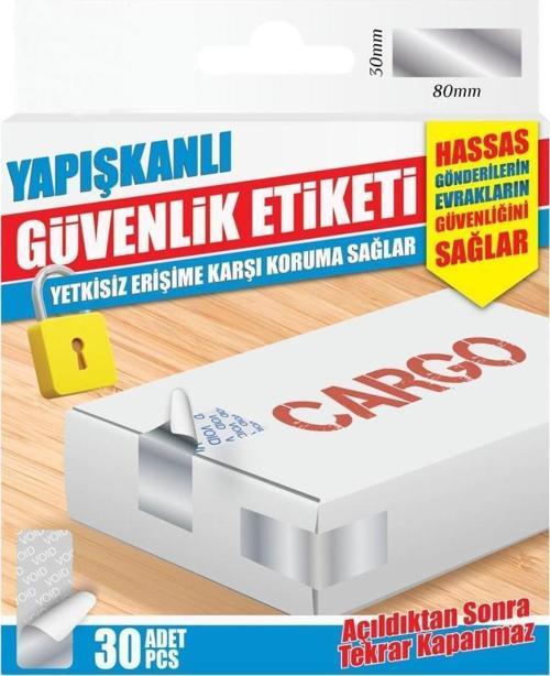 Yapışkanlı Güvenlik Etiketi Hassas Gönderilerin Evrakların Güvenkliğini Sağlar 30Ad 80x30mm