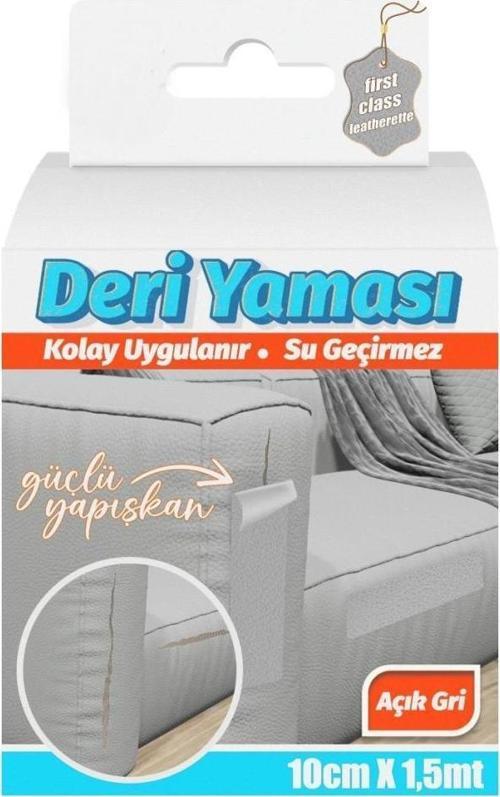 Deri Yaması Kendinden Güçlü Yapışkanlı Kolay Uygulanır Su Geçirmez 10cmX1,5 Metre-Açık Gri