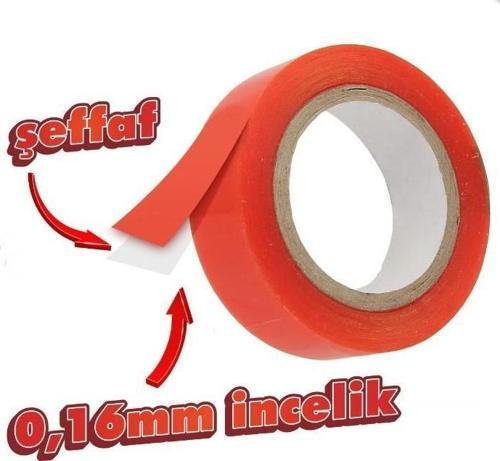 Çift Taraflı Polyester Bant 140 Derece Isıya Dayanıklı 15mmX5mt-0,16mm İncelik