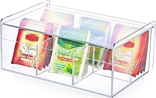Çay Kutusu 6 Bölmeli Kapaklı Poşet Bitki Çayı Saklama Kabı