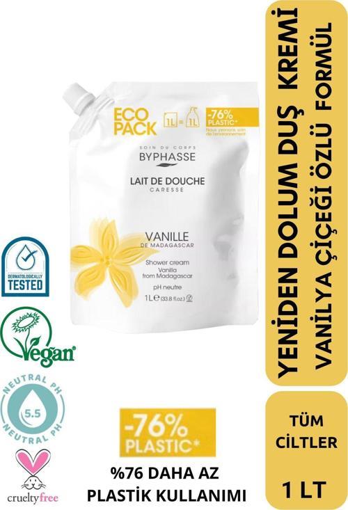 Caresse Vanilya Çiçeği Özlü Kremli Duş Jeli Ekonomik Yeniden Dolum Paketi 1000ml