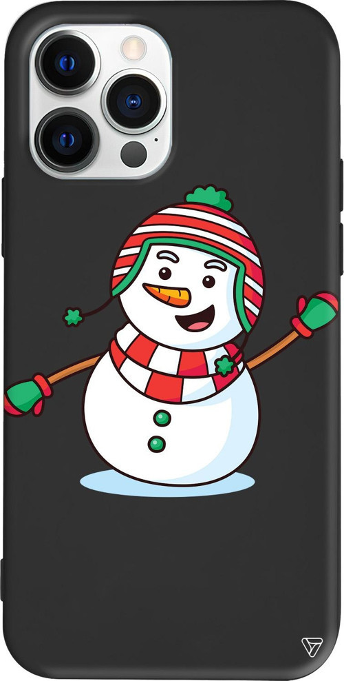 iPhone 15 Pro Uyumlu Siyah Renkli Silikon Snowman 2 Telefon Kılıfı