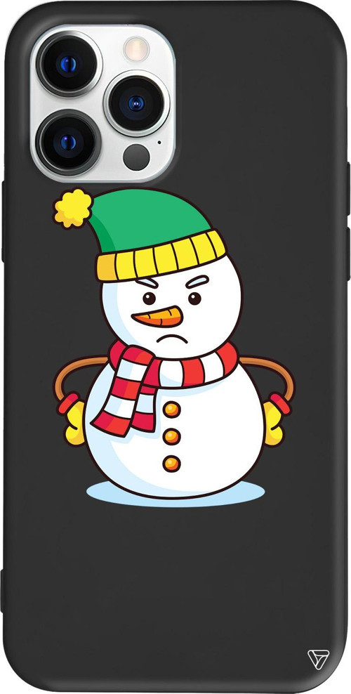iPhone 15 Pro Uyumlu Siyah Renkli Silikon Snowman 3 Telefon Kılıfı