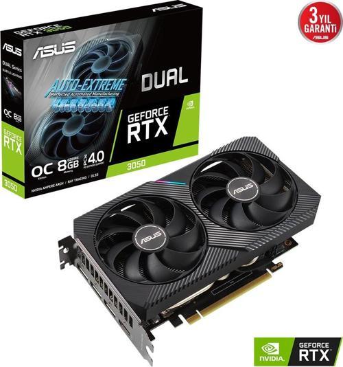 GeForce DUAL-RTX3050-O8G 8GB GDDR6 128Bit DX12 Ekran Kartı