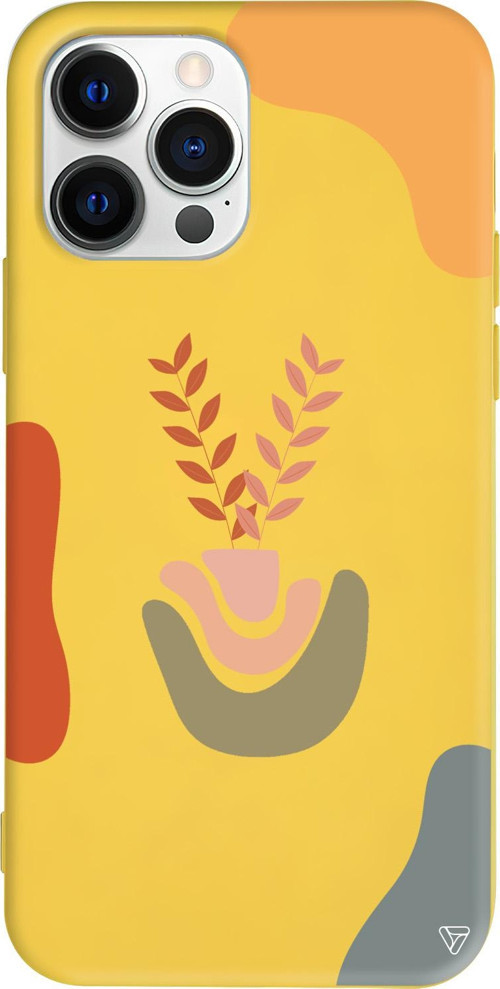 iPhone 15 Pro Uyumlu Sarı Renkli Silikon Basic Shape Abstract Koleksiyonu Telefon Kılıfı