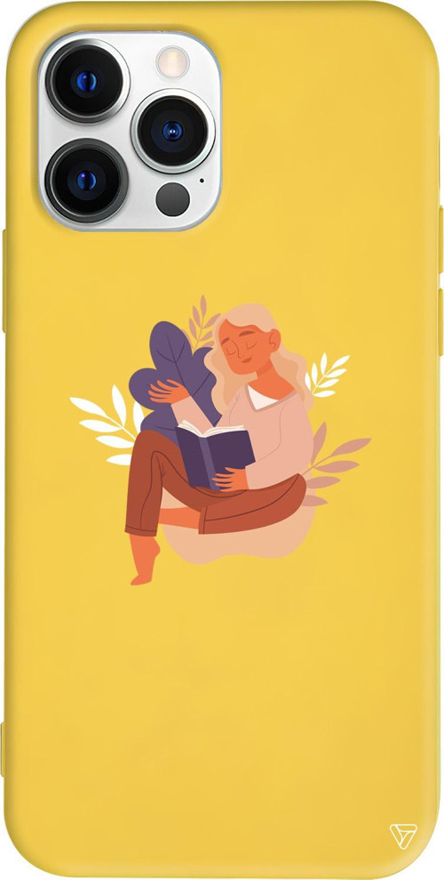iPhone 15 Pro Uyumlu Sarı Renkli Silikon Book Lover Telefon Kılıfı