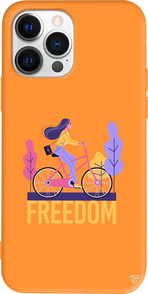 iPhone 15 Pro Uyumlu Turuncu Renkli Silikon Freedom Telefon Kılıfı