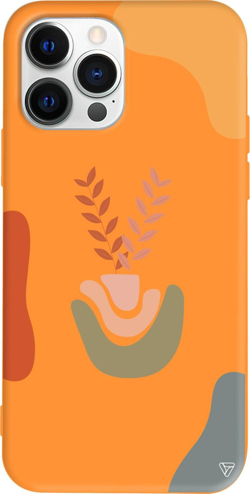iPhone 15 Pro Uyumlu Turuncu Renkli Silikon Basic Shape Abstract Koleksiyonu Telefon Kılıfı