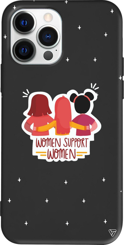 iPhone 15 Pro Uyumlu Siyah Renkli Silikon Woman Support Telefon Kılıfı