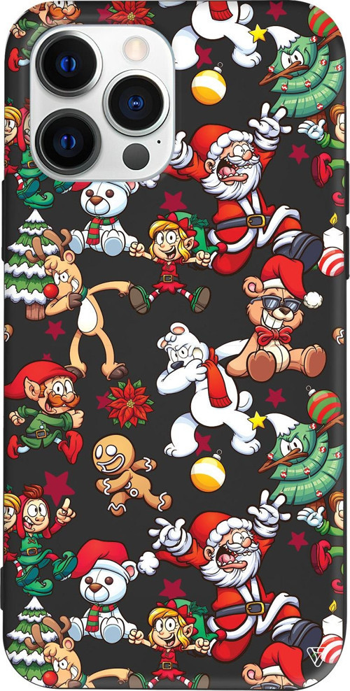 iPhone 15 Pro Uyumlu Siyah Renkli Silikon Xmas Monsters Telefon Kılıfı