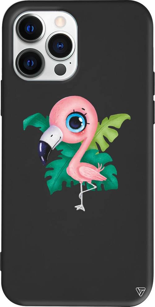 iPhone 15 Pro Uyumlu Siyah Renkli Silikon Yavru Flamingo Telefon Kılıfı