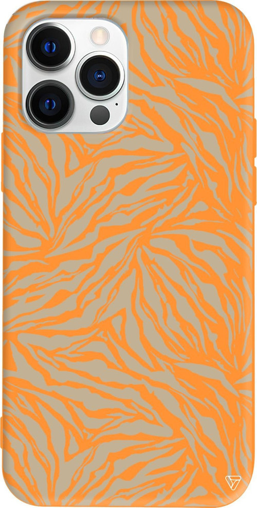 iPhone 15 Pro Uyumlu Turuncu Renkli Silikon Leopar Deseni Telefon Kılıfı