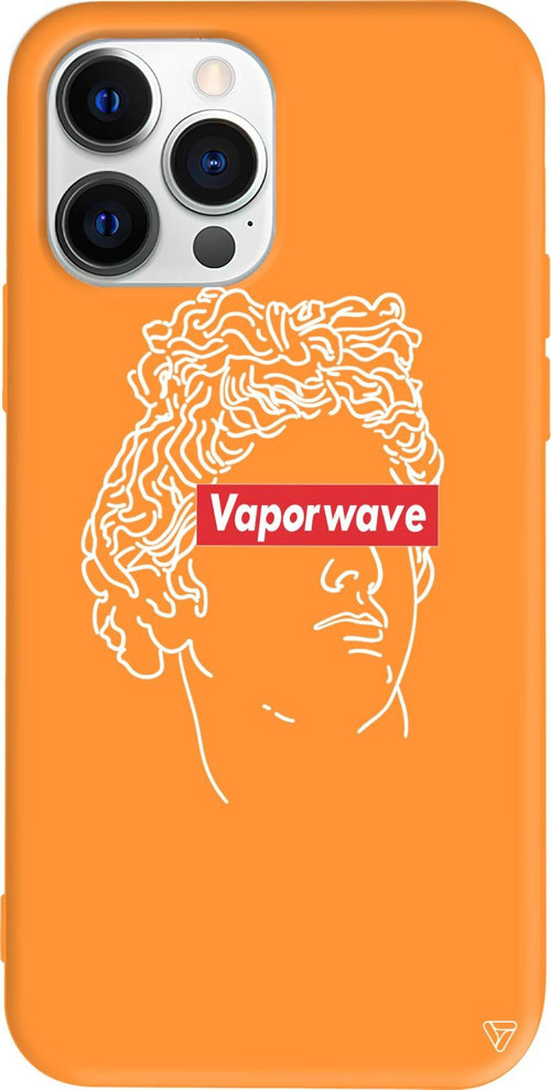 iPhone 15 Pro Uyumlu Turuncu Renkli Silikon Vaporwave Telefon Kılıfı