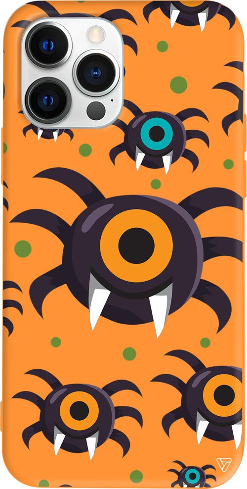 iPhone 15 Pro Uyumlu Turuncu Renkli Silikon Monster Eye Telefon Kılıfı