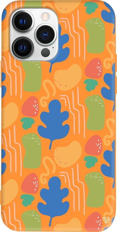 iPhone 15 Pro Uyumlu Turuncu Renkli Silikon Spring Shape Abstract Koleksiyonu Telefon Kılıfı