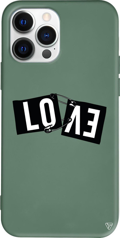 iPhone 15 Pro Uyumlu Yeşil Renkli Silikon Love Telefon Kılıfı