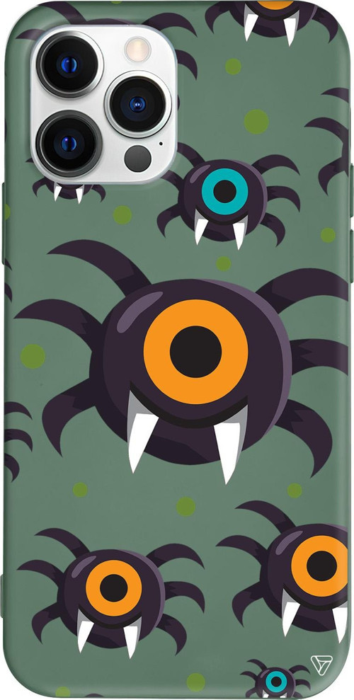 iPhone 15 Pro Uyumlu Yeşil Renkli Silikon Monster Eye Telefon Kılıfı